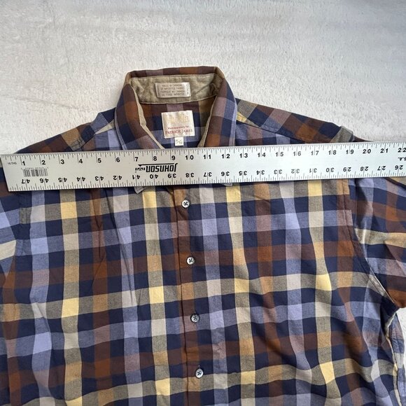 Patrick James Viyella Mens Checkered Long Sleeve Shirt XL Cotton Wool Casual - Picture 5 of 7